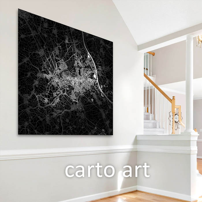 Wandbild Stadtplan Karlsruhe in einem Wohnzimmer