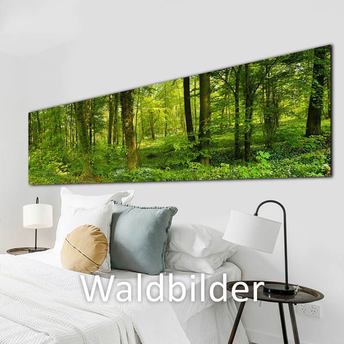 Waldbild in einem Schlafzimmer